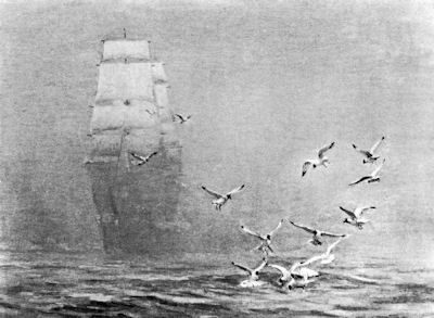 ship in the morning mist